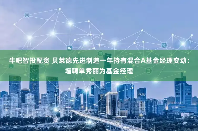 牛吧智投配资 贝莱德先进制造一年持有混合A基金经理变动：增聘单秀丽为基金经理